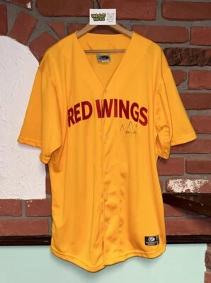 Camiseta deportiva vintage 2008 Rochester Red Wings Trevor Plouffe Kodak Night Game usada Foto 1 de 4