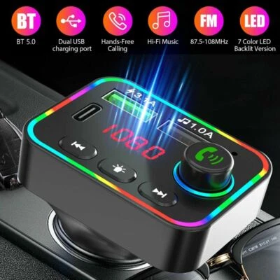 Bluetooth 5.0 Radio Car Kit Wireless FM Transmitter Dual USB Charger MP3 Player - Image 1 of 4
