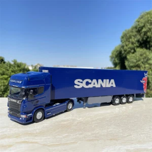 1:50 Red Diecast Metal Truck Scania 730 Tractor Container Semi-Trailer Model Car - Picture 1 of 12