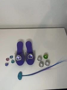 Princess Play Pretend Dress-Up Glitter Purple Slippers Shoes Heels - Bow & Jewel - Picture 1 of 5