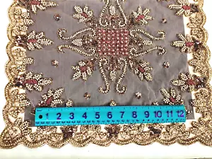 18" Exotic Hand Embroidered Sequined Brass Metal Beaded Table Topper / Hanging - Picture 1 of 6