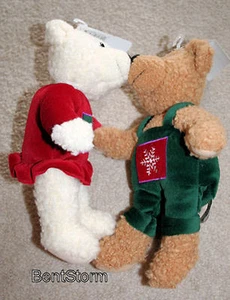 RARE HALLMARK KISS KISS CHRISTMAS BEARS boy & girl Holiday Winter snowflake NWT - Picture 1 of 2