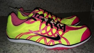 NIKE Zoom W 3 Volt Yellow Pink Middle Long Distance Track Spikes NEW Womens 10.5 - Picture 1 of 4