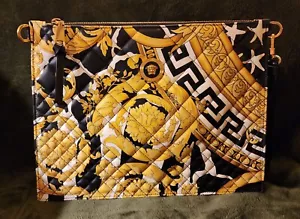 NWT Authentic Versace Black Signature Quilted Lamb Leather Large Crossbody Bag - Picture 1 of 11