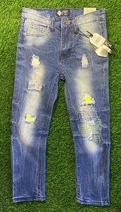 NWT Road Narrows Jeans Youth 6 Blue Distressed Stretch Acid Wash Denim - Picture 1 of 10