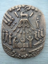 Raro! Placa De Bronze Antigo Alemão Por Karl Franke whitsun Joel 3 e deprimida Spirit