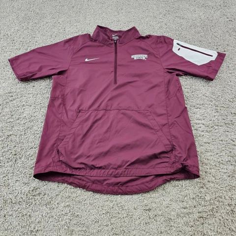 Mississippi State Bulldogs Jacket Mens Small S Maroon Nike 1/4 Zip Lightweight Cover