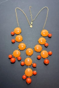 VTG BOHO J. Crew Gold-Tone Orange Shades Bubble Bib Statement Necklace - Picture 1 of 7