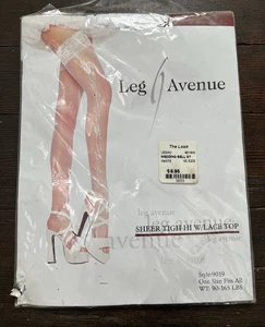 Leg Avenue Thigh High Leg Nylons Lace Top Wedding Bell White One Size Bridal New - Picture 1 of 4