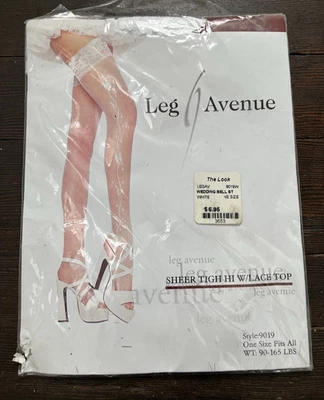 Top Leg Avenue Pierna Alta Muslo Nylon Encaje Boda Campana Blanco Talla Única Novia Nuevo Foto 1 de 4