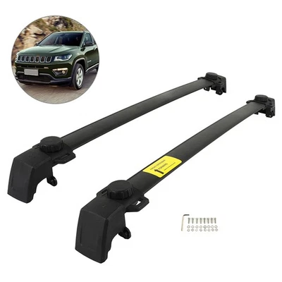 2Pcs Cross Bar Set For Jeep Compass 2011-2016 Roof Rack Luggage Carrier Black Foto 1 de 4
