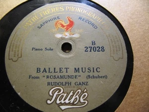 PATHE 1919 RUDOLPH GANZ PIANO Kreisler Liebesfreud/ Schubert Rosamunde 27028 - Picture 1 of 2