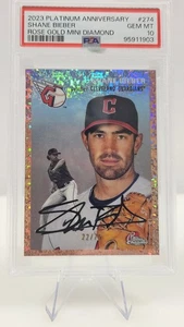 Shane Bieber 2023 Topps Cromo Platino Oro Rosa Mini Diamante/75 [PSA 10] 🔥 - Imagen 1 de 3