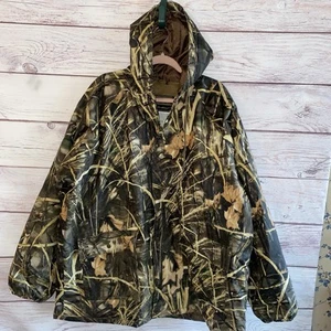 Stearns Dry Wear Mens Rain Jacket Camo XXL Advantage Max Snap Front Hood - Picture 1 of 12