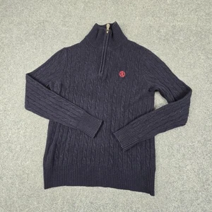 Henri Lloyd Jumper Women SMALL blue 100% Wool Long Sleeve 1/4 Zip Sweater Size S - Picture 1 of 10