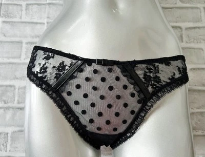 Victorias Secret Designer Collection $118 Polka Dot Lace Cheekini Panty L Nwt - Image 1 of 4