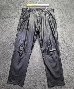 Pantalone uomo vintage pelle nera morbida cinque tasche Kenneth Cole 38x33 come nuovo - Foto 1 di 18
