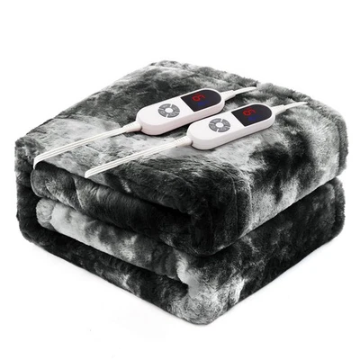 Electric Heated Blanket 90"x100", Luxury Black Faux Fur Electric Blanket, Fas... - Image 1 of 4