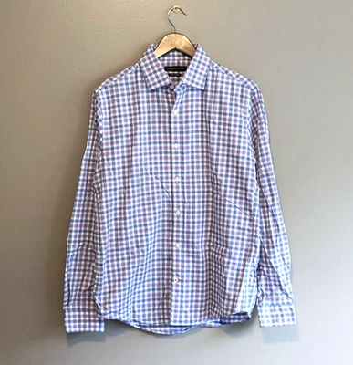 Camisa de vestir Tommy Hilfiger talla mediana para hombre púrpura calce ajustado elástico botón 15,5 Foto 1 de 4