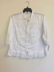 NEXT White Embroidered 100% Cotton Top 3\4 Length Sleeve - Size 18 - NEW! - Picture 1 of 4