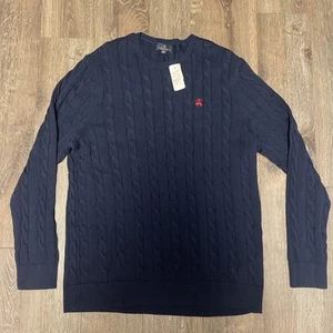 Nuevo con etiquetas Suéter Brooks Brothers Supima Algodón Tejido con Cable Azul Marino Crew XXL Nuevo - Imagen 1 de 10