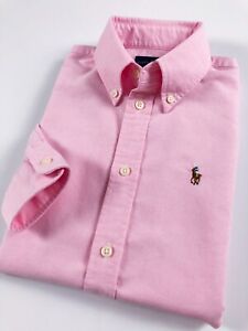 Ralph Lauren Shirt Women's Harper Oxford Baby Pink Solid Custom Fit Long Sleeve