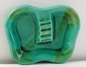 Bandeja Ceniza Cerámica Esmaltada Cerámica Moderna Mediados de Siglo De Colección Años 70 Verde - Imagen 1 de 11