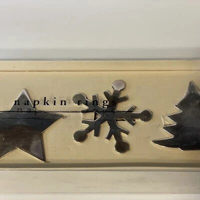 Servilleteros Anillos Plato Plata Temático Navidad Set De 4 Caja Original Pier 1 Importaciones Foto 1 de 4
