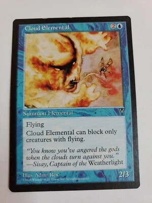 MTG Magic The Gathering Card Cloud Elemental Summon Blue V Visions 1996 - Image 1 of 2