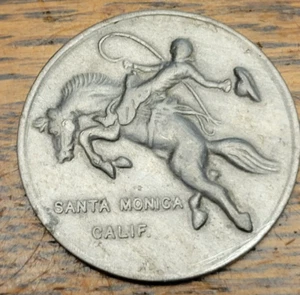 Vintage) Santa Monica California berittenes Polizeipferd & Cowboy Medaille Medaille - Bild 1 von 3