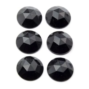 Lot (6) 20mm Czech vintage round black glass flatback rhinestones - Picture 1 of 2