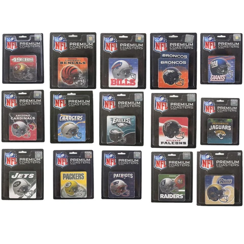 Brand New All NFL Teams Helmet style Premium Coaster Set of 10 Pack Made in USA Cover