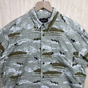 Woolrich Mens Button Up Outdoors Green Elk Shirt Large - Bild 1 von 10
