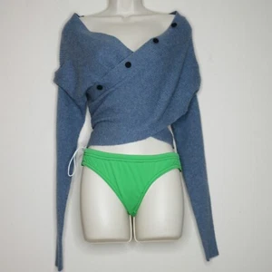 Hellessy Women's Davis Faux Wrap Long Sleeve Wool Blend Sweater Blue SZ S B37 - Picture 1 of 22