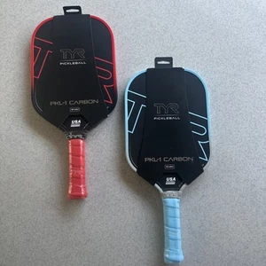Pair of New TYR PKL-1 Carbon Pickleball Paddles (Red & Blue) 16mm His & Hers NEW - Picture 1 of 10