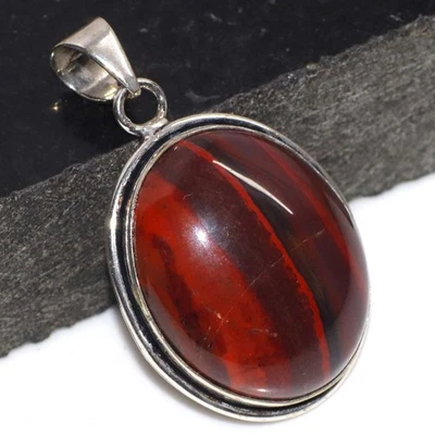 Colgante hecho a mano con piedras preciosas enchapadas en plata 925 de jaspe rojo de 1,5" para mujer GW Foto 1 de 3