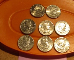 TUTTE LE 8 monete Susan B. Anthony Dollaro EMESSE PER CIRCOLAZIONE $8 valore nominale - LOTTO C - Foto 1 di 4