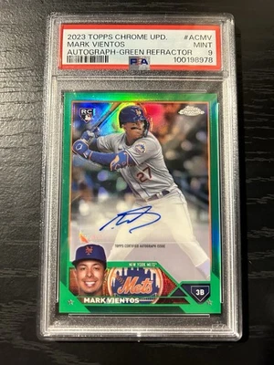 2023 TOPPS CHROME UPDATE MARK VIENTOS GREEN REFRACTOR AUTO PSA 9 59/99 - Image 1 of 3