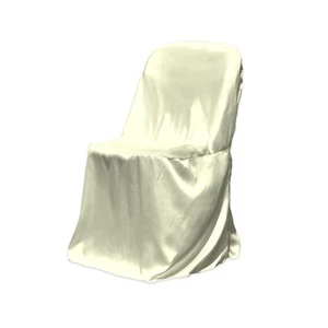 150 Stck. Elfenbein Satin Klappstuhlhussen Hochzeit Empfang au - Bild 1 von 8