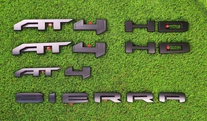 Fit for 2020-2024 GMC Sierra AT4 HD Overlay Emblem 2500HD 3500HD Matte Black - Picture 1 of 7