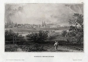 Donaueschingen, vista general. Grabado en acero real alrededor de 1850 - Imagen 1 de 1
