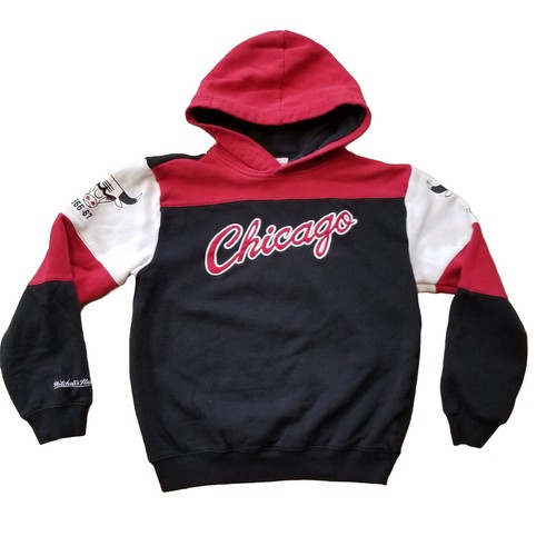 COACH Felpa con cappuccio pullover Chicago Bulls Mitchell & Ness Youth LARGE 14 16 66 67