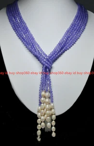 Long 50" Charming 3 Strands 4mm Alexandrite Gems Beads & White Pearl Necklaces - Picture 1 of 12