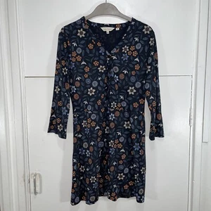 Tunica orchidea maculata sale marino Cornovaglia blu navy floreale taglia UK 10 EU 38 US 6 - Foto 1 di 5