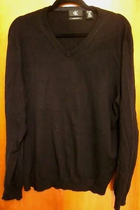 CALVIN KLEIN vtg XL classic V-neck Manhattan sweater NYC fashion CK logo 1990s - Picture 1 of 3
