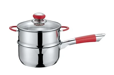 CONCORD Simple Pour Stainless Steel Saucepan with Steamer Tier - Image 1 of 4