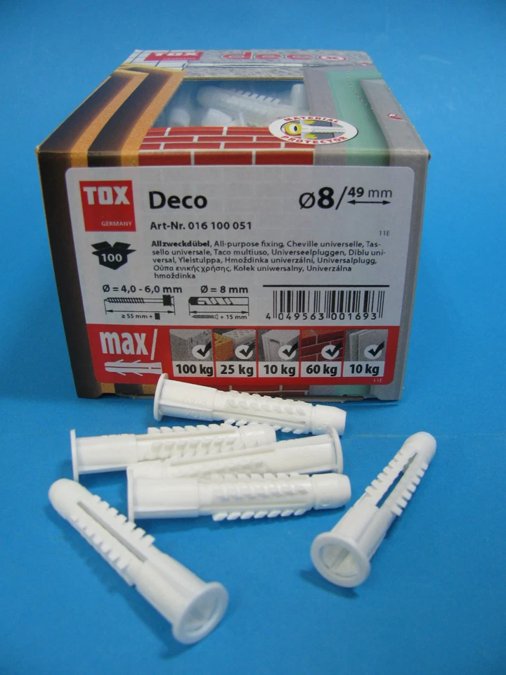 TOX-DÜBEL Tox Deco ASK Allzweckdübel, Tri Dübel mit Rand Schuppendübel 5,6,8,10,12 mm