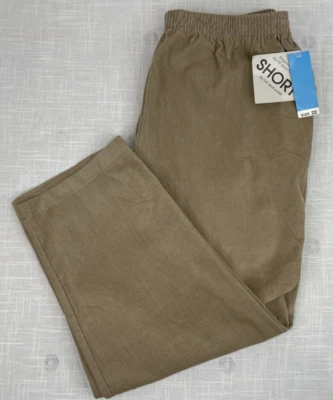 Dress Barn Tan 100% Cotton Corduroy Elastic Waist Pants Womens Sz 22W Short NWT - Image 1 of 4