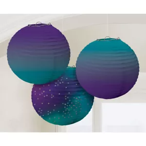 Sparkling Sapphire Ombre Round Paper Lanterns 3 Pack - Picture 1 of 1