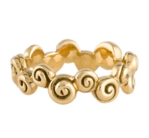 TIFFANY & CO 18K YELLOW GOLD SPIRAL ROSE FLOWER SWIRL ETERNITY RING BAND ROSEBUD - Picture 1 of 2